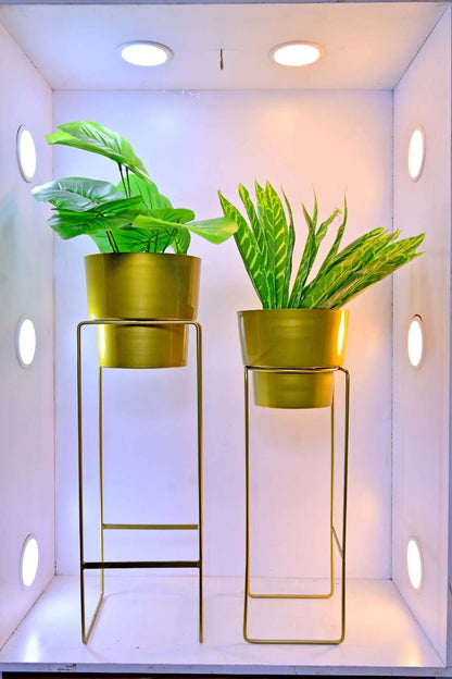 Rose Gold Metal Planter Set – Stylish Set of 2