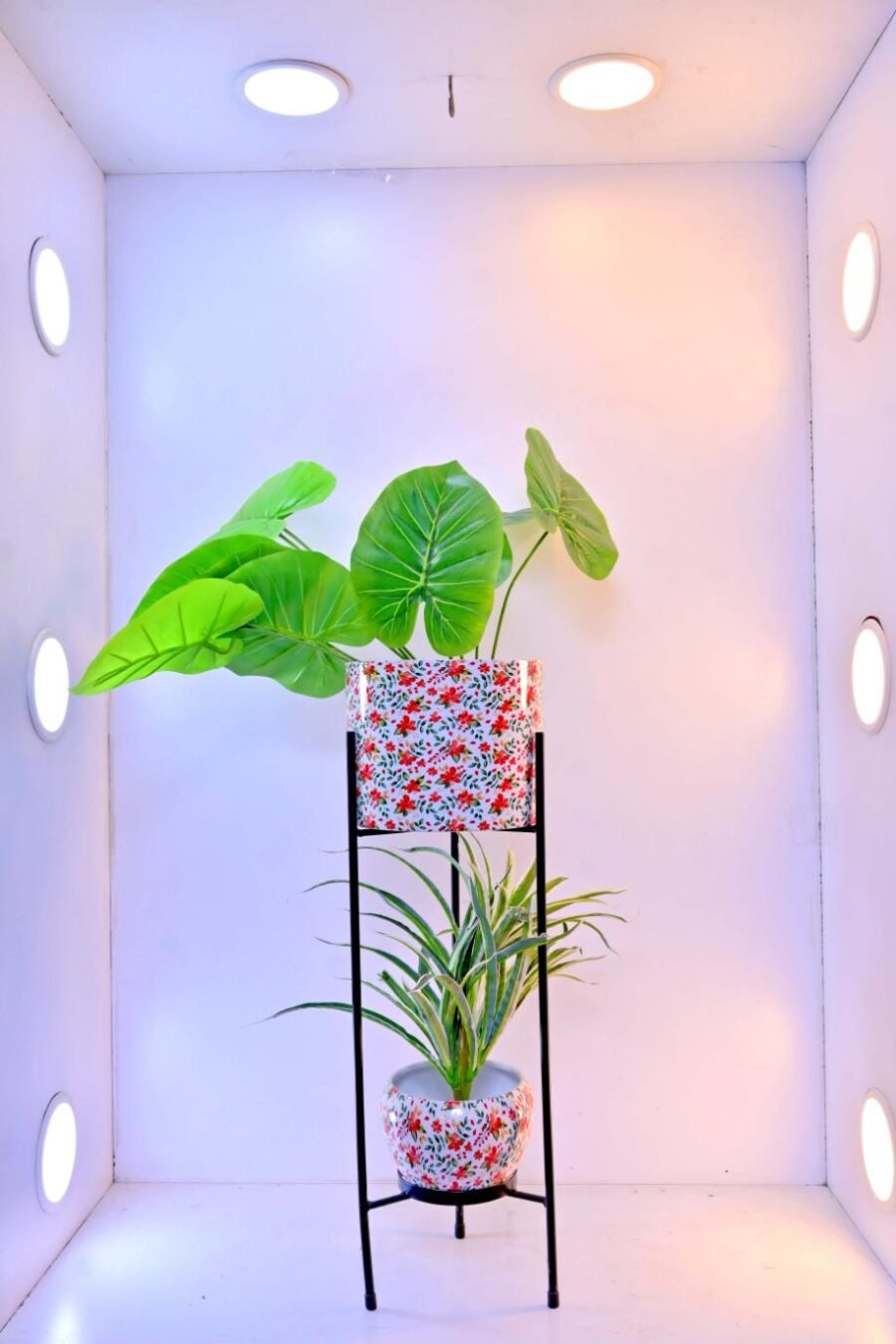 2-Tier Modern Gold Cylinder Plant Stand – 23.6 Inch | Modern Home Decor