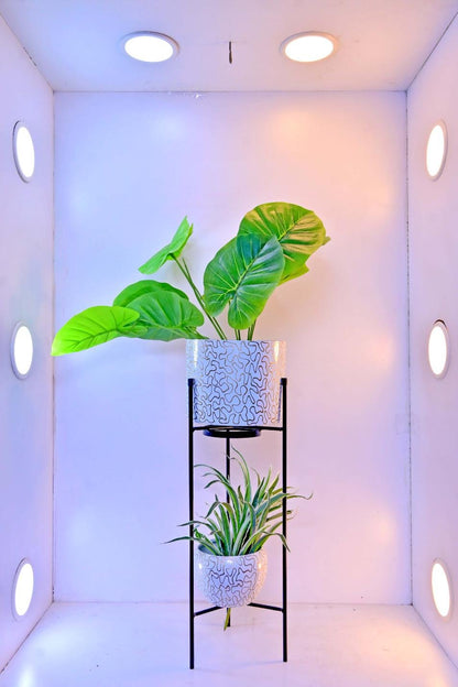 2-Tier Modern Gold Cylinder Plant Stand – 23.6 Inch | Modern Home Decor