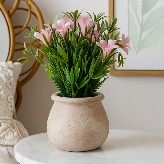 Artificial Flower Plant in Brick-Red Pulp Pot