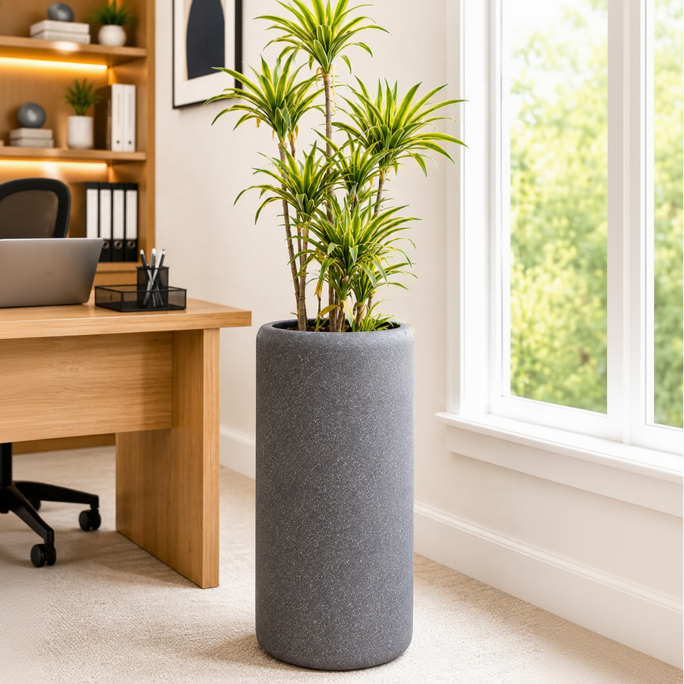 Daisy Rustic Granite Fiberglass Planter