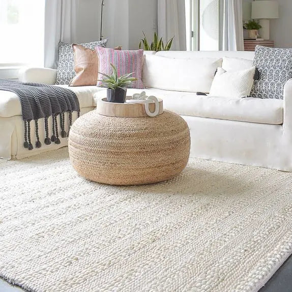 Handcrafted Natural Jute Pouffe Ottoman