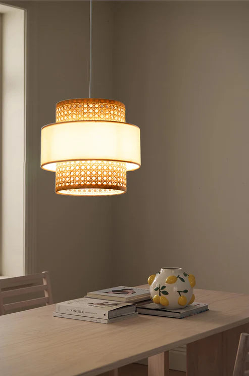 Handcrafted Rattan Cane Pendant Light Set Dia