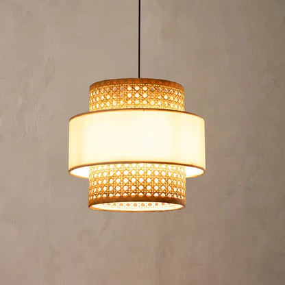 Handcrafted Rattan Cane Pendant Light Set Dia