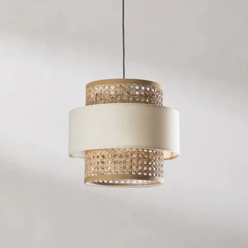 Handcrafted Rattan Cane Pendant Light Set Dia