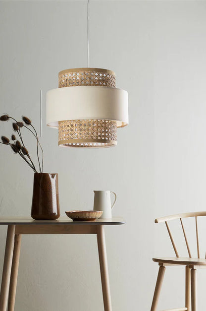 Handcrafted Rattan Cane Pendant Light Set Dia