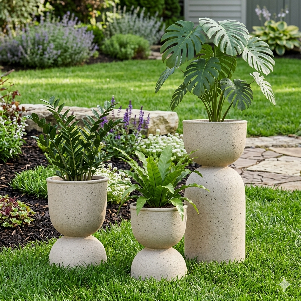 Drum Rustic Fiberglass Planter