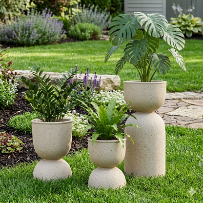 Drum Rustic Fiberglass Planter