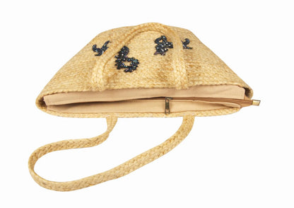 Eco-Chic Jute Handbag with Vibrant Beadwork