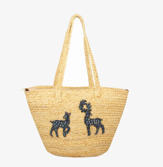 Eco-Chic Jute Handbag with Vibrant Beadwork