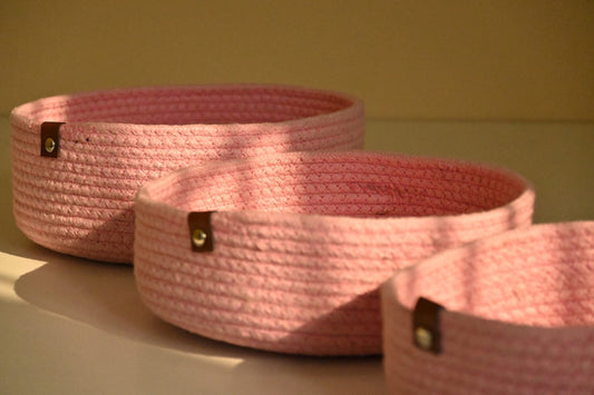 Tough Cotton Storage Basket Bin – Set of 3 Durable Organizers for Home & Office