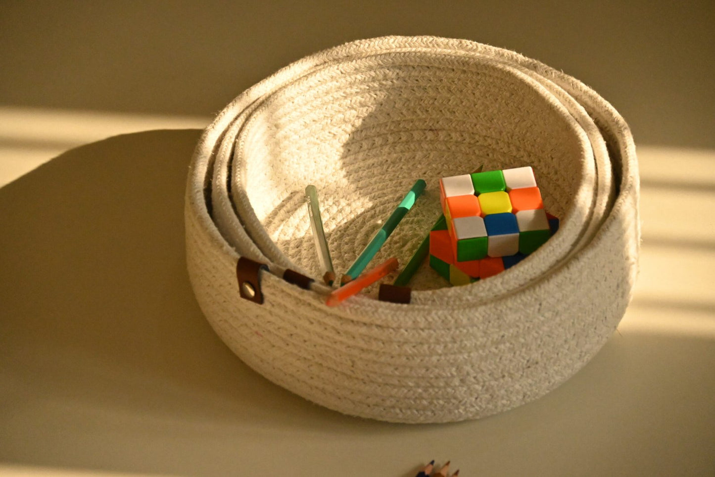 Tough Cotton Storage Basket Bin – Set of 3 Durable Organizers for Home & Office