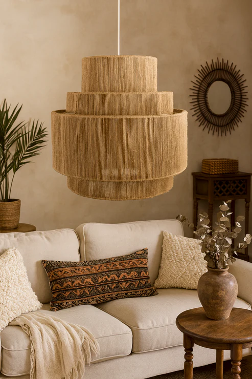 Eenakshi Handcrafted Triple-Tier Jute Chandelier