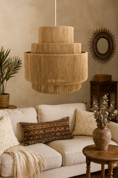 Eenakshi Handcrafted Triple-Tier Jute Chandelier