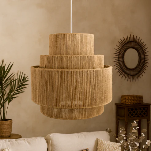Eenakshi Handcrafted Triple-Tier Jute Chandelier