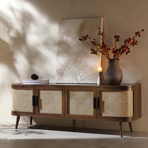 Elayaa Handcrafted Mango Wood TV Unit for Living Room
