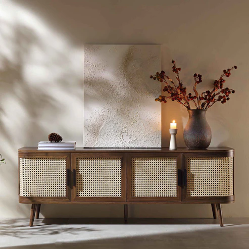 Elayaa Handcrafted Mango Wood TV Unit for Living Room