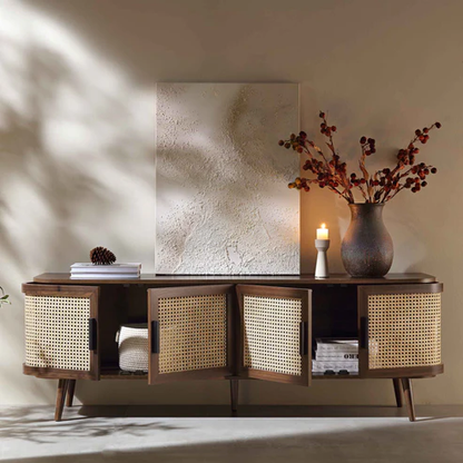 Elayaa Handcrafted Mango Wood TV Unit for Living Room