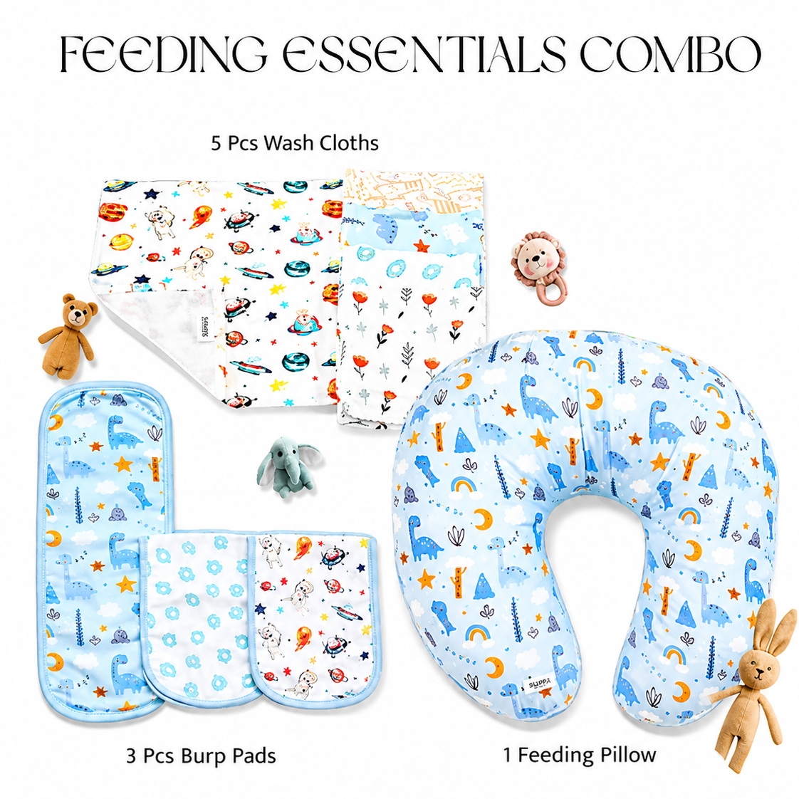 Sovana 9-Piece Feeding Essentials Set for Kids - Dino