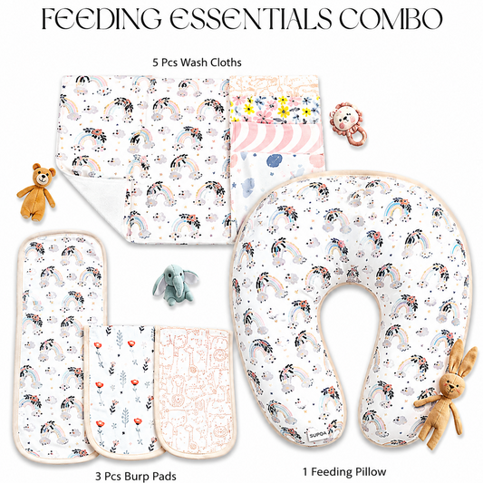 Sovana 9-Piece Feeding Essentials Set for Kids - Rainbow