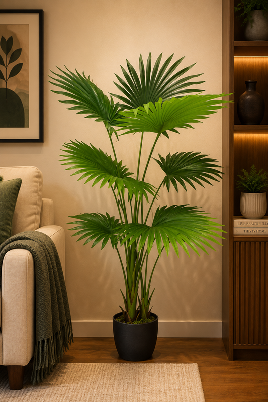 Artificial Fan Palm Plant - 47″ Tropical Faux Tree