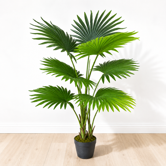 Artificial Fan Palm Plant - 47″ Tropical Faux Tree