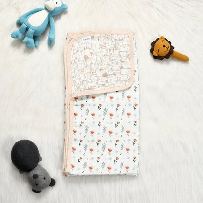Sovana Fern & Roses 6-Layer Reversible Muslin Blanket