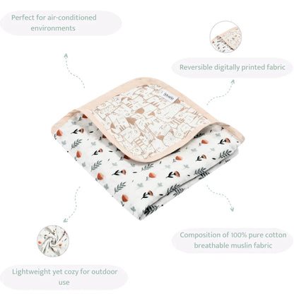 Sovana Fern & Roses 6-Layer Reversible Muslin Blanket
