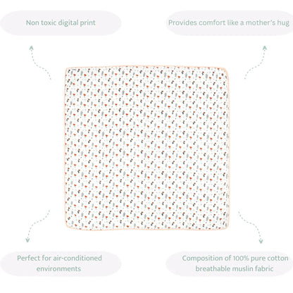 Sovana Fern & Roses 6-Layer Reversible Muslin Blanket