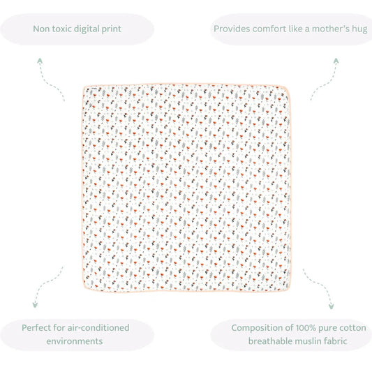 Sovana Fern & Roses 6-Layer Reversible Muslin Blanket