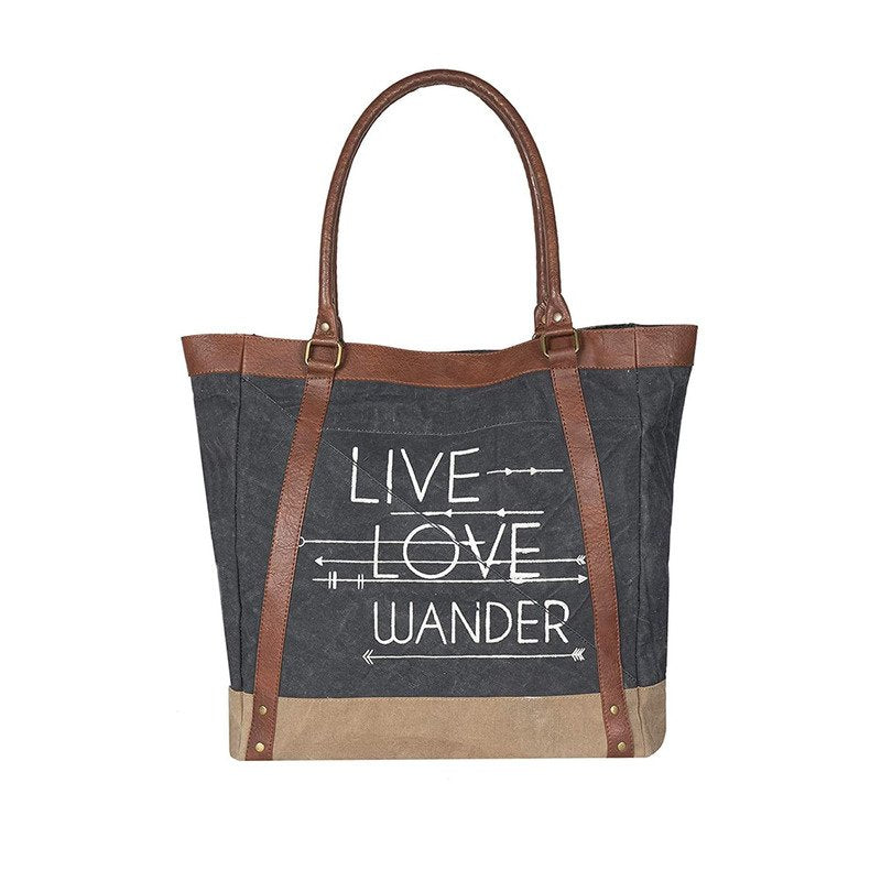 Large Canvas Zipper Tote Bag for Work & School - Black | Classic