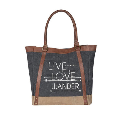 Large Canvas Zipper Tote Bag for Work & School - Black | Classic