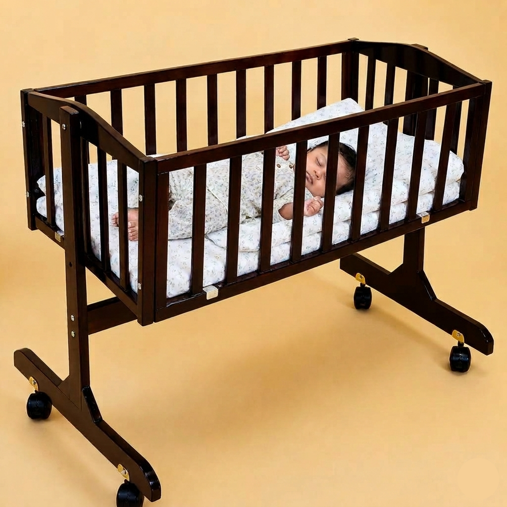 FurniFest Wooden Baby Cradle for 0 to 12 Months