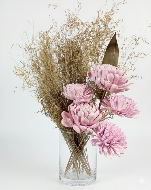 Pink Sola Wood & Dried Wildflower Bouquet