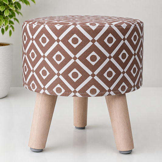 Geometric Printed Ottoman Stool Pouffe