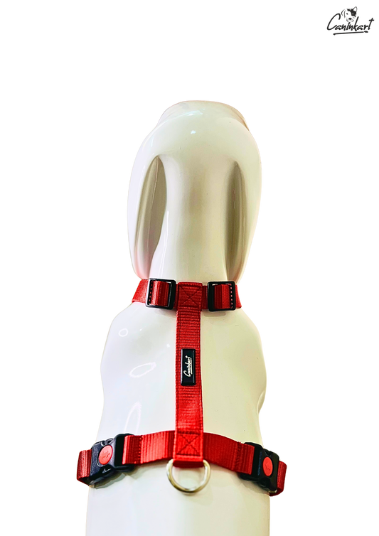 Premium Adjustable H-Harness for Dogs Red