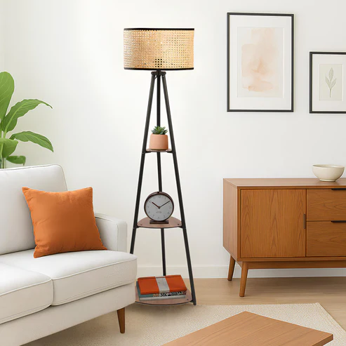 Halima Handcrafted Mango Wood Floor Lamp