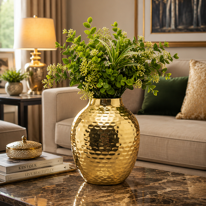 Hammered Metal Vase – Brass & Copper Finish