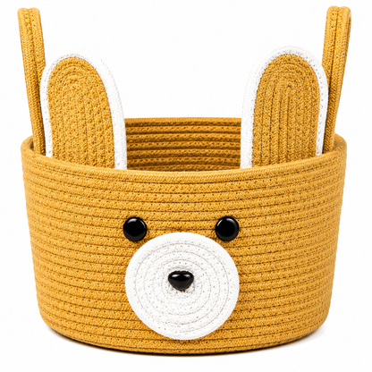 Hand-Woven Bear Face Storage Basket
