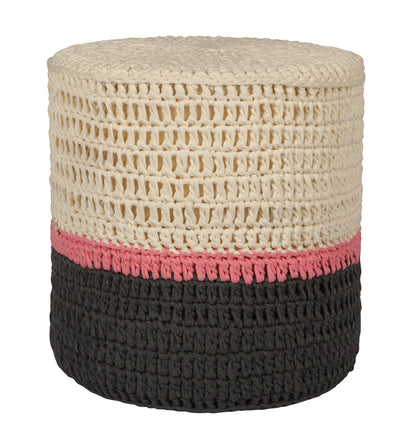 Handcrafted Multicolor Jute Ottoman Pouffe