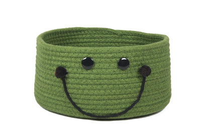 Round Woven Handcrafted Smiley Kids Basket