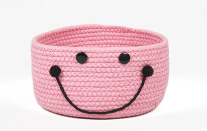 Round Woven Handcrafted Smiley Kids Basket