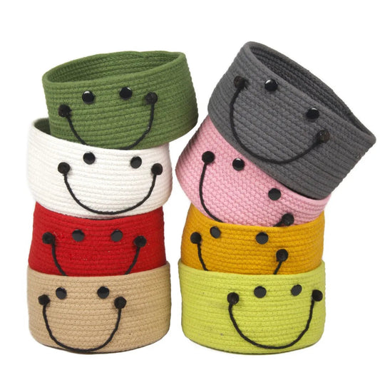 Round Woven Handcrafted Smiley Kids Basket