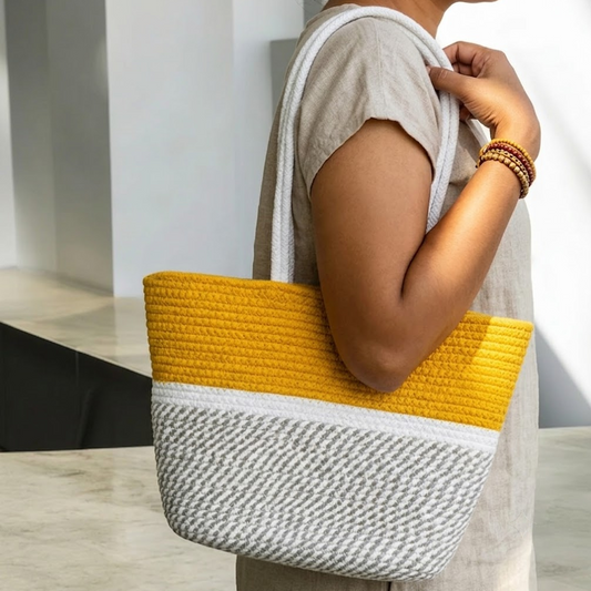 Lucky Handcrafted Cotton Rope Shoulder Tote Bag