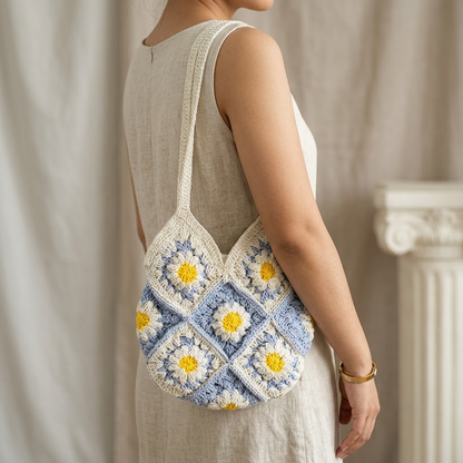 Handcrafted Crochet Bag Sling with Lining & Zipper for Women