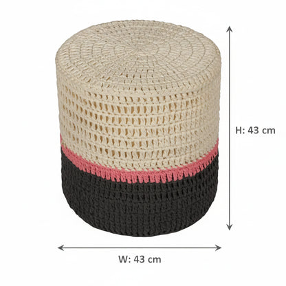 Handcrafted Multicolor Jute Ottoman Pouffe