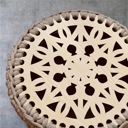 Hand-Knitted Multipurpose Basket with Designer Wooden Lid