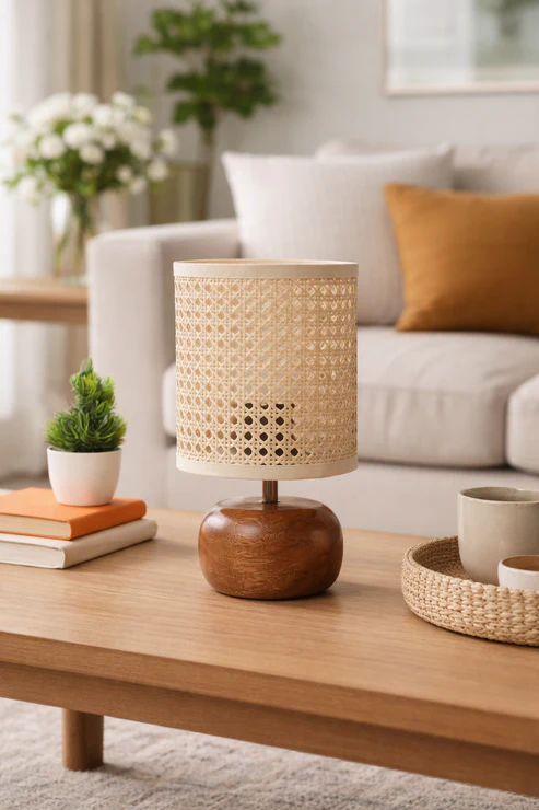 Beckett Handcrafted Rattan Table Lamp
