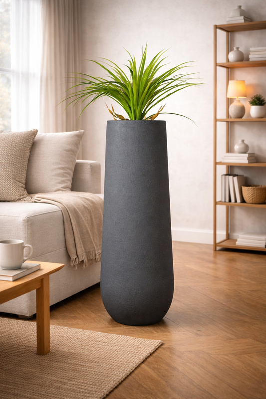 Flax Grey Rustic Fiberglass Planter