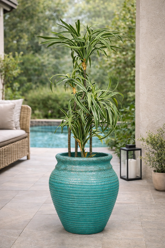 Basil Patina Traditional Fiberglass Planter